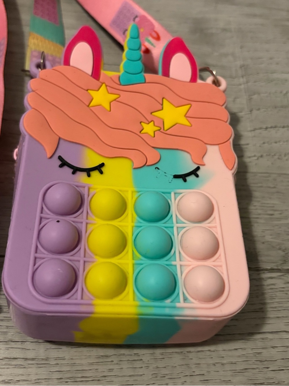 Unbranded Kids Unicorn Bubble Pop Fidget Toy Bag - Pink, Purple, Yellow, Blue